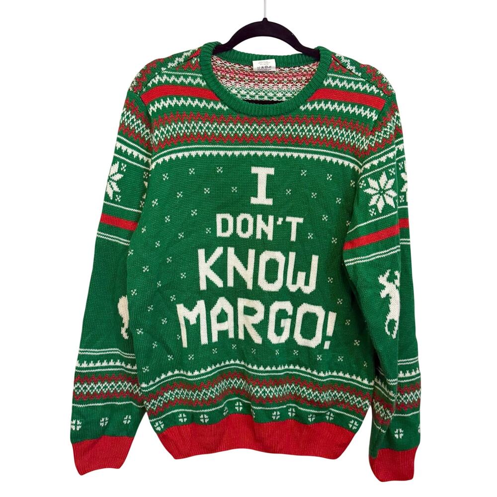 Oh My Sweater I Don't Know Margo Ugly Sweater XL Red Green Fair Isle Christmas